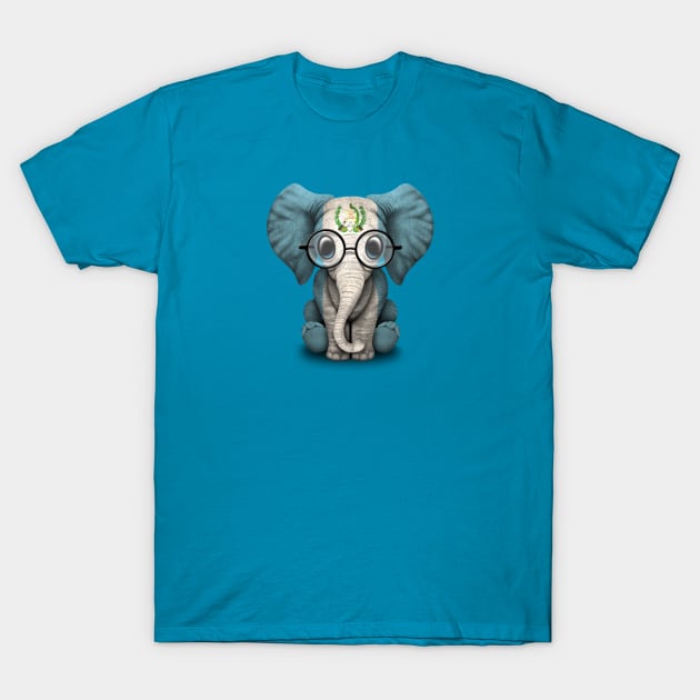 Baby Elephant with Glasses and Guatemalan Flag T-Shirt by jeffbartels